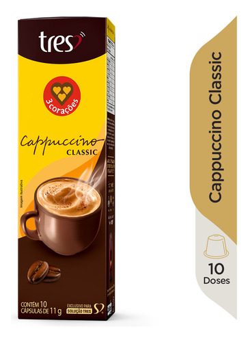 Cápsulas De Cappuccino Classic 3 Corações C/10.
