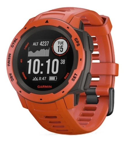 Smartwatch Garmin Solar Instinct Standard 0.9" caixa 45mm de  polímero reforçado com fibra  flame red, pulseira  flame red e o arco  flame red de  polímero reforçado com fibra