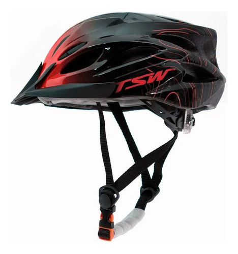 Capacete Ciclismo Mtb Raptor 3 Com Led E Viseira Removível Cor Preto/Vermelho Tamanho M