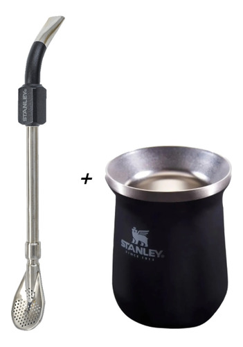 Combo Mate Y Bombilla Stanley Classic Negro Acero Inox |css®