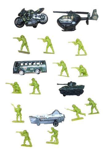 Set Militar Soldaditos + Vehículos Tanque Bus Portaaviones