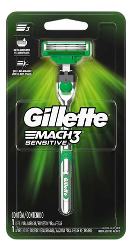 Gillette Mach3 Sensitive Maquina Afeitar Recargable Aloe 3c