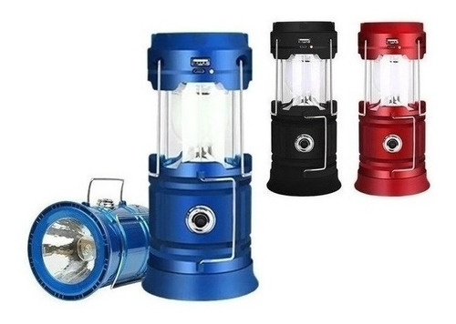 Farol Led Camping Recargable Usb Solar Linterna Power Bank Color Azul