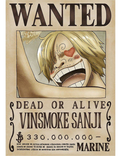 Anime Wanted Cuadro 29x19 Mdf One Piece Sanji 330.000.000