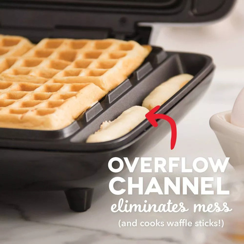 Waflera Dash Grande Cuadrada 4 Waffles 2 Tiras Antiadherente