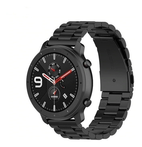 Pulseira Aço Inox Metal Para Amazfit Gtr 47mm Preta