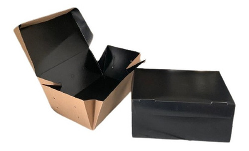 60 Cajas Negra Carton  20x12x9 Combo Hamburguesa + Fritas