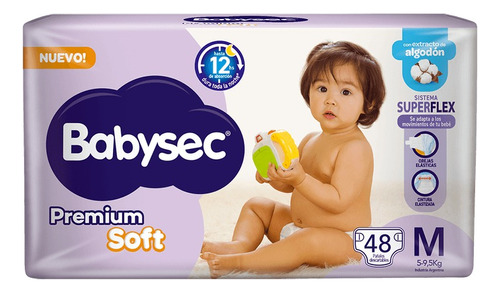 Pañal Babysec Premium Hiperpack Talle M X 48 Unidades