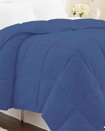 Acolchado De Plumas Dohlel 2 Plazas En Microfibra Color Azul Marino Diseño De La Tela Liso