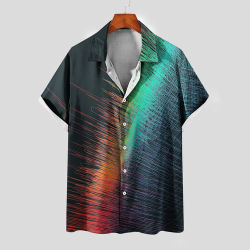 Camisa En V Para Hombre Con Estampado 3d Hawaiana De Manga C