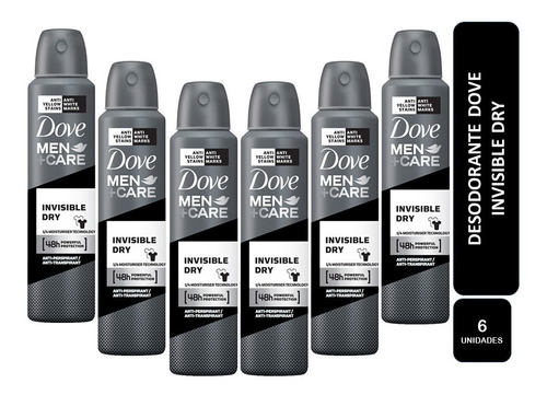 Pack De 6 Desodorantes Dove Men Invisible Dry