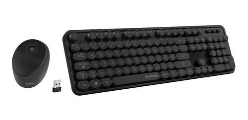 Teclado Y Mouse Inalámbricos Retro Color Negro | Com-6100cne