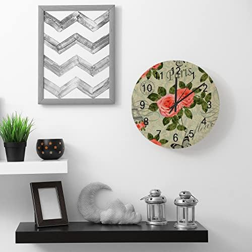 Reloj De Pared De Madera Con Diseño De Rosas Rosas Vintage,