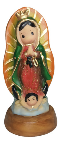 Virgen De Guadalupe 15cm De Resina Ojos Pintados A Mano