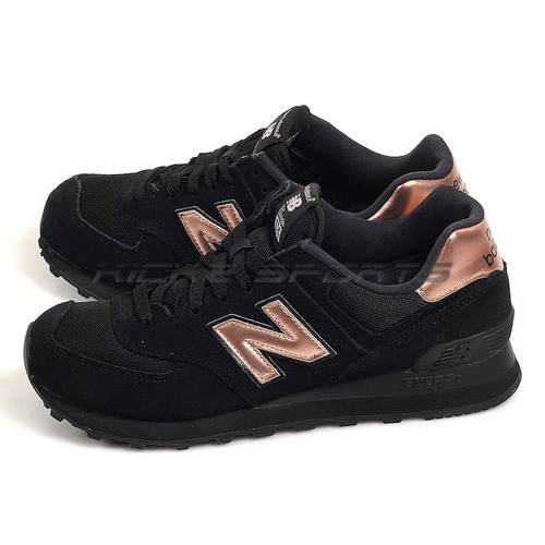 new balance negras con dorado mujer