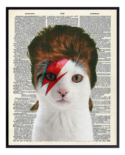 Póster De David Bowie Cat Wall Art - Divertido Diccionario R