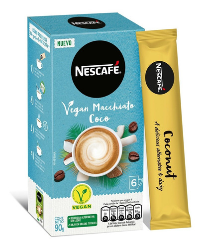 Café Nescafé® Vegan Macchiato Coco 6 Sobres