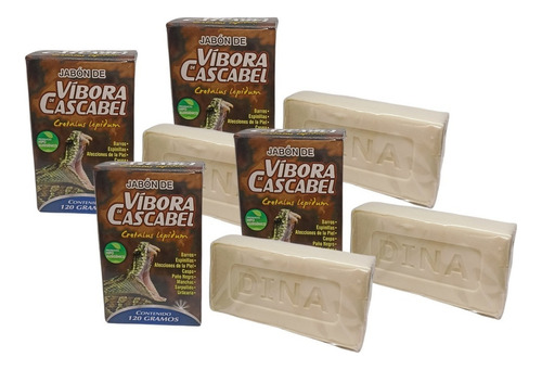 Jabon De Vibora De Cascabel 4 Pack 120g C/u Acne Paño Caspa