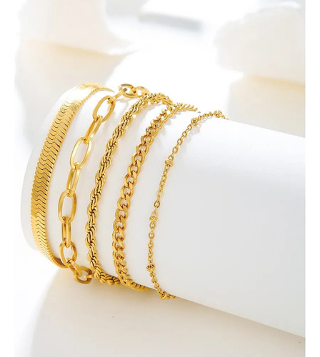 Pulsera De Cadena Irregular De Viento Hip-hop 5 Piezas