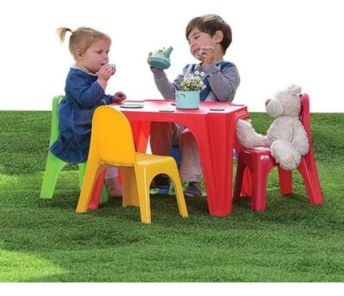 Set Infantil Italhome Mesa Con Dos Sillas De Colores