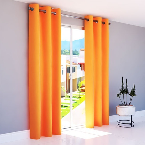 Cortinas Con Argollas Color Naranja Para Sala Dormitorio