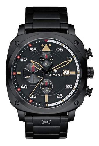 Reloj Hombre Aimant Gda-230s1-1 Cuarzo Pulso Negro En Acero 