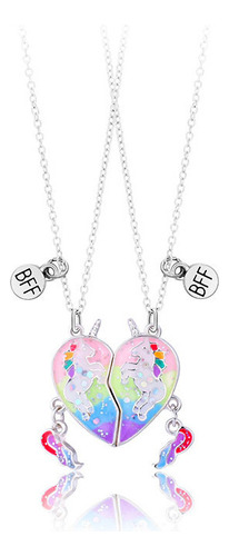 1 Par Unicornio Collares Caricatura Mejor Amigo Imán Collar