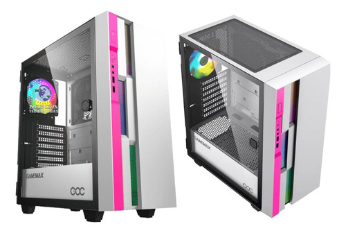 Case Gamemax Bruffen C3 While/pink Lateral Vidrio Templado