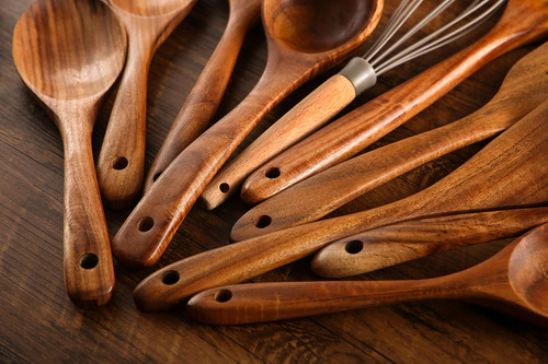 Juego De Utensilios De Cocina De Madera Con Soporte