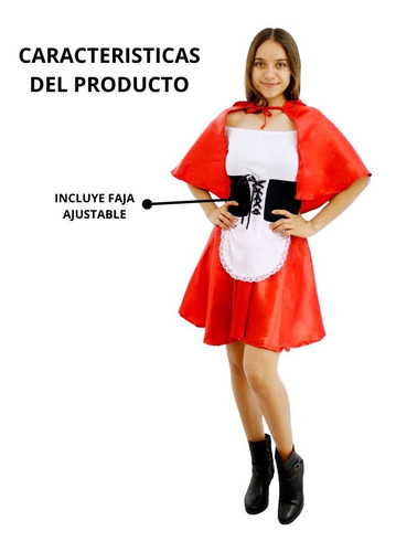 Imagen 4 de 9 de Disfraz Caperucita Roja Clasica Dama