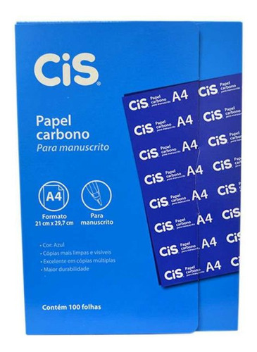 Papel Carbono Cis Azul Para Manuscrito A4 Pct Com 100 Folhas