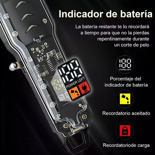 Cortadora De Pelo Recargable Profesional Transparente Lcd Rosa