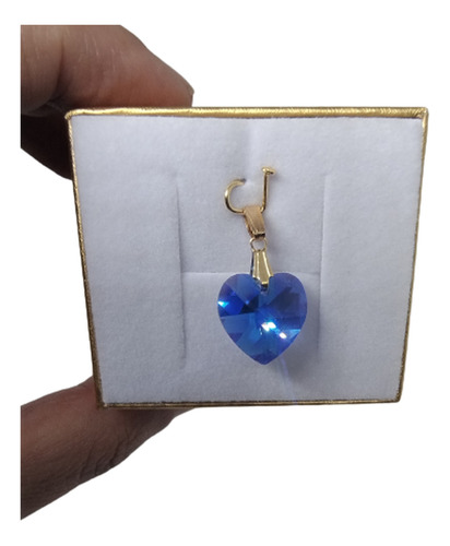 Pingente Cristal Swarovski Sapphire Ab 1,4 Cm Folh.a Ouro