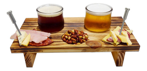 Picada Pinta Vaso Cerveza Beer Kit X 10 Piezas Base Madera