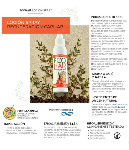 Imagen 2 de 10 de Eco Hair Anticaida Crecimiento Cabello Combo Locion + Shamp