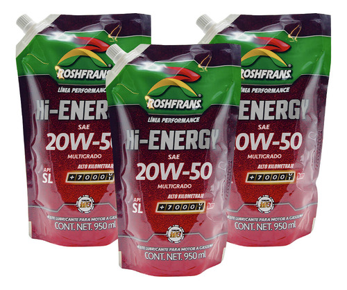 2.85 Litros Aceite De Motor Hi-energy Sae 20w-50 Roshfrans