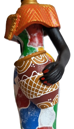 Imagem 6 de 8 de Boneca Africana Turbante E Xale Laranjas Artesanato Caruaru