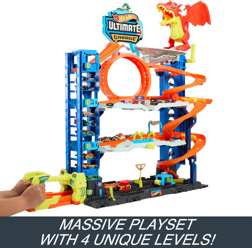 Hot Wheels City Ultimate Garage Playset Con 2 Autos Fundidos
