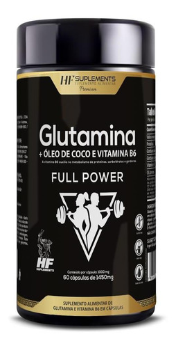 Glutamina Full Power 1450mg 60caps Softgel Hf Suplements