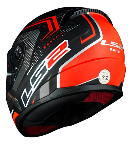 Capacete Fechado Ls2 Ff353 Rapid Doom Preto Fosco/vermelho
