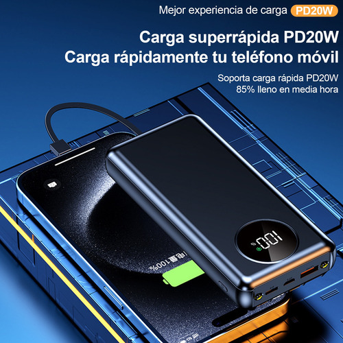Power Bank Pila Baterias 20000mah Recargables Para Celular Negro