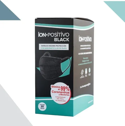 Caja Barbijos Black Ion Positivo Con Nanopartículas X 60u 