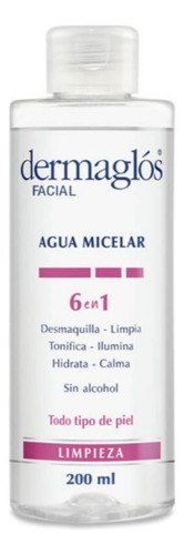 Dermaglós Facial Agua Micelar 200 Ml. Limpieza 6en1.