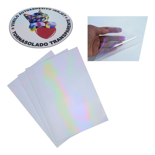 Vinilo Autoadhesivo Hologram A4 Impresion Tinta Inkjet Comun