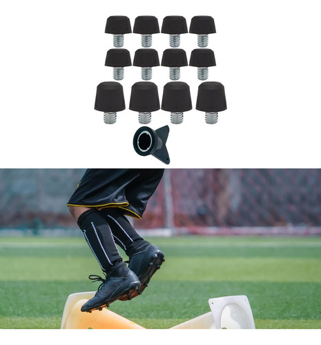 12 Tacos De Repuesto For Botas De Fútbol, Estables, Negro
