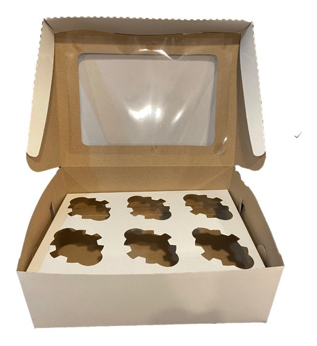 Caja Para 6 Cupcakes Y Magdalenas Pack X100 C/cuna Y Visor 