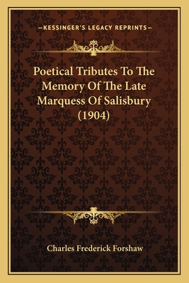 Libro Poetical Tributes To The Memory Of The Late Marques...