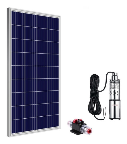 Kit Panel Solar 100w + Fusible + Bomba De Agua Sumergible