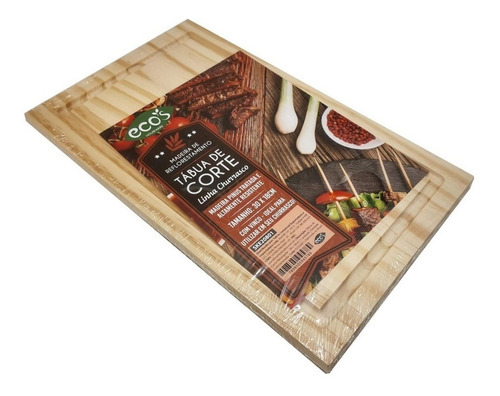 Tábua De Madeira Para Churrasco Resistente Ecos 30x18cm