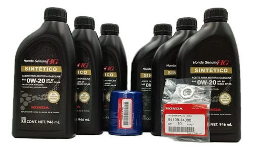 Kit Honda 0w20 6 Lts, Filtro Aceite Y Arandela